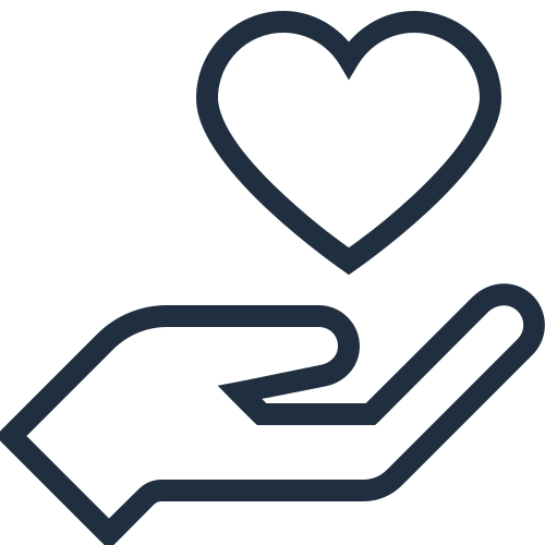 Hand with love heart icon